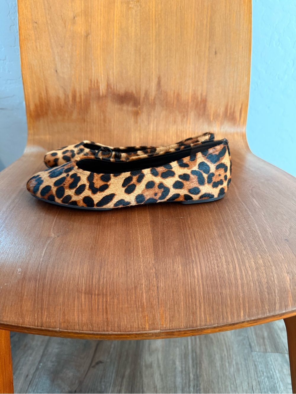 Zara Leopard Print Ballet Flats in Tan and Black